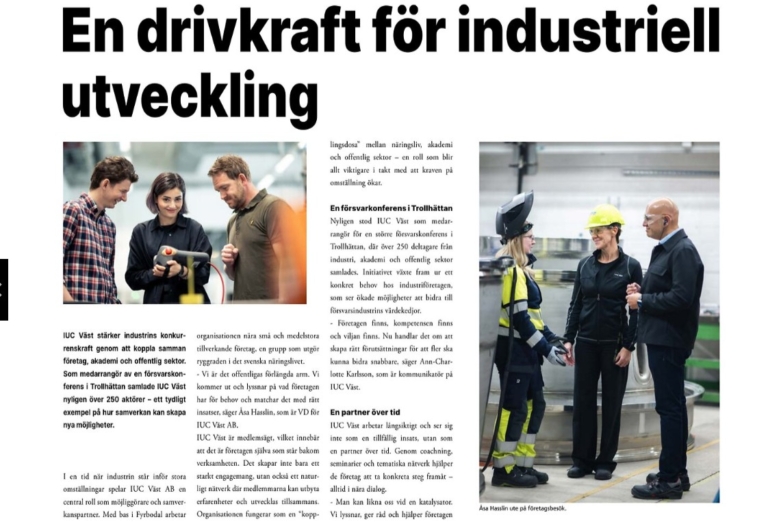 IUC Väst i Svensk Leverantörstidning om industriell utveckling i Fyrstad