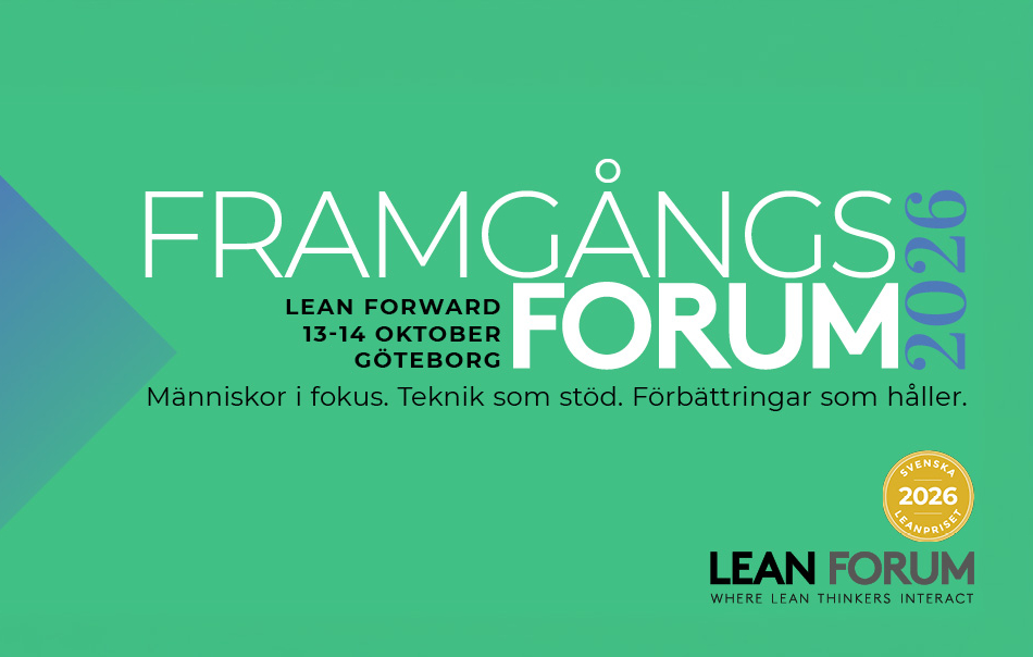 Grön konferensbild för Framgångsforum 2026 med temat ”Människa i fokus. Teknik som stöd. Förbättringar som håller.”